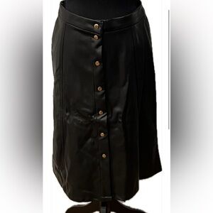 Black leather button up skirt
